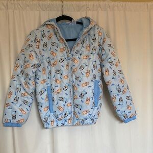 Kids Blue Cartoon Print Jacket